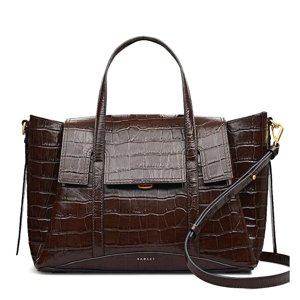 Radley London 112168 Chancery Bag Dark Brown Croc‑Effect Leather Satchel, Med